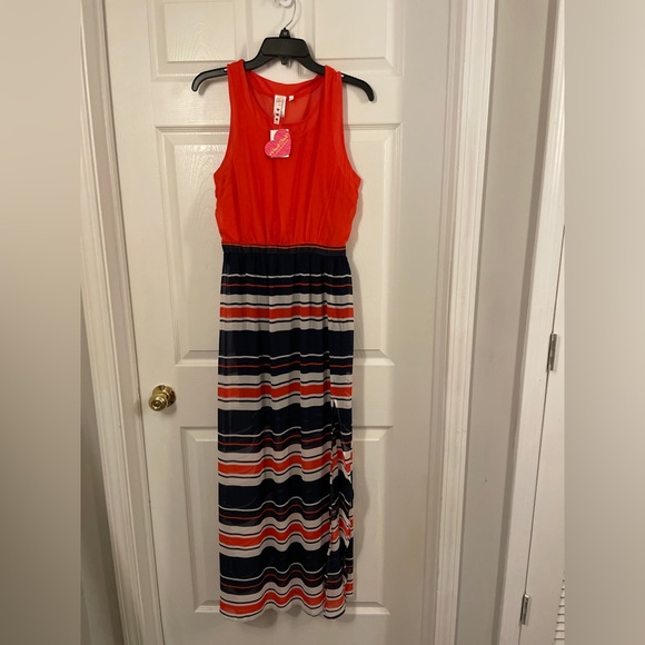 Heart Soul Dresses & Skirts - Orange, White & Blue Maxi Dress. Size Small.
